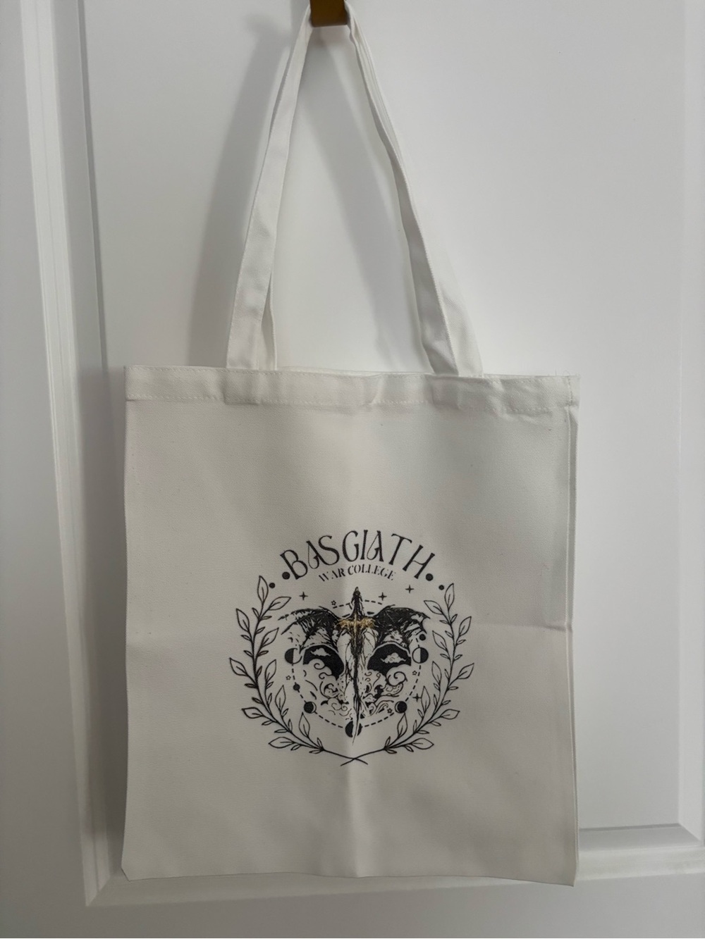 Fourth Wing Inspired Canvas Tote Bag with Basigath War College Crest